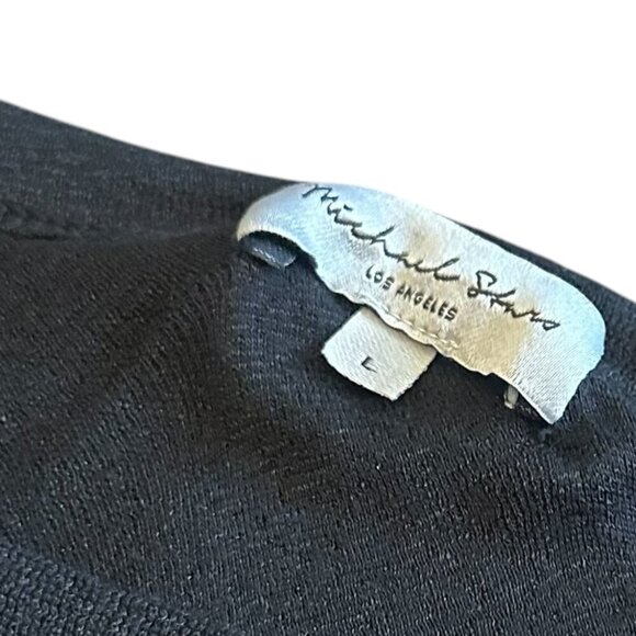 Michael Stars Black One Shoulder Dress Long Sleeve Ruched Stretch Size Large - Picture 13 of 13